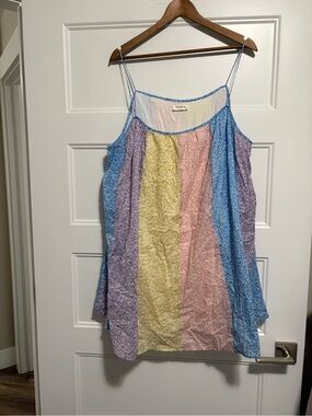 Storia Pastel Panel Floral Maxi Dress in Blue, Purple, Yellow, Pink Sz Large